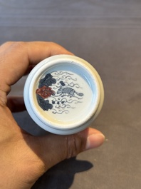 A Chinese blue, white and copper-red snuff bottle with the zodiac and a copper-red 'dragon' snuff bottle, 18/19th C.