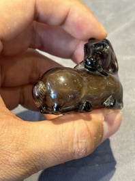 Six Chinese smoky quartz animal-form snuff bottles, 19th/20th C.