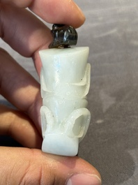 Eight Chinese jade, glass, agate and smoky quartz snuff bottles, 19/20th C.