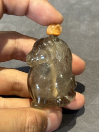 Six Chinese smoky quartz animal-form snuff bottles, 19th/20th C.
