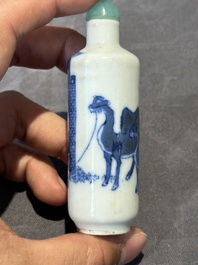 Six Chinese blue and white snuff bottles, 19th C.