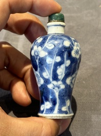 Six Chinese blue and white snuff bottles, 19th C.