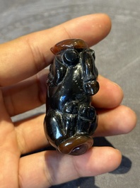 Six Chinese smoky quartz animal-form snuff bottles, 19th/20th C.