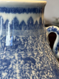 A pair of Chinese famille rose 'hu' vases with fine landscapes, Qianlong mark, Republic