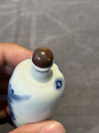Six Chinese blue and white snuff bottles, 19th C.