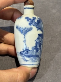 Six Chinese blue and white snuff bottles, 19th C.