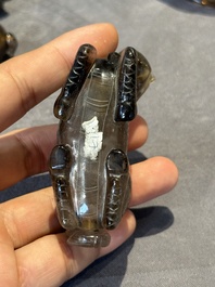 Six Chinese smoky quartz animal-form snuff bottles, 19th/20th C.