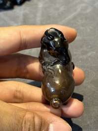 Six Chinese smoky quartz animal-form snuff bottles, 19th/20th C.