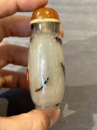 Five fine Chinese agate snuff bottles, Qing