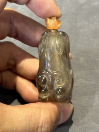 Six Chinese smoky quartz animal-form snuff bottles, 19th/20th C.