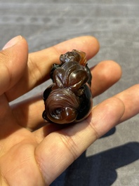 Six Chinese smoky quartz animal-form snuff bottles, 19th/20th C.