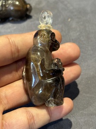 Six Chinese smoky quartz animal-form snuff bottles, 19th/20th C.