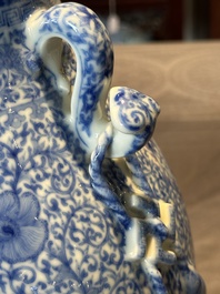 A pair of Chinese famille rose 'hu' vases with fine landscapes, Qianlong mark, Republic