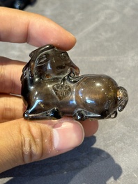 Six Chinese smoky quartz animal-form snuff bottles, 19th/20th C.