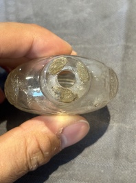 Five Chinese rock crystal and needle agate snuff bottles, Qing