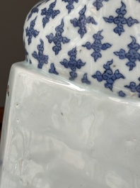 An exceptional Chinese blue and white porcelain figure of Guanyin, Wanli