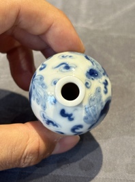 Six Chinese blue and white snuff bottles, 19th C.