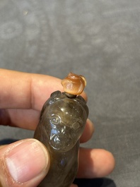 Six Chinese smoky quartz animal-form snuff bottles, 19th/20th C.