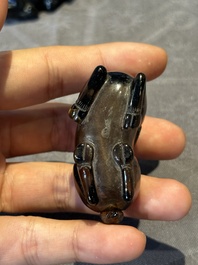 Six Chinese smoky quartz animal-form snuff bottles, 19th/20th C.