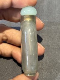 Five Chinese rock crystal and needle agate snuff bottles, Qing