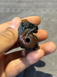 Six Chinese smoky quartz animal-form snuff bottles, 19th/20th C.