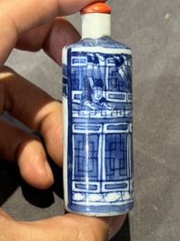 Six Chinese blue and white snuff bottles, 19th C.