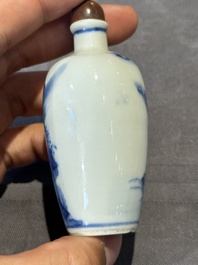 Six Chinese blue and white snuff bottles, 19th C.