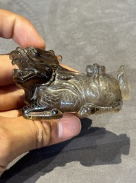 Six Chinese smoky quartz animal-form snuff bottles, 19th/20th C.