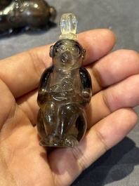 Six Chinese smoky quartz animal-form snuff bottles, 19th/20th C.