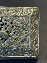 A fine Mongolian parcel-gilt silver 'qilin' box, 18/19th C.