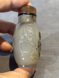 Six Chinese rock crystal and agate snuff bottles, 19/20th C.