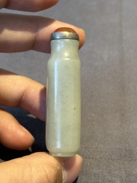 A Chinese jade conjoined double-snuff bottle and a jade 'lily' snuff bottle, 19th C.