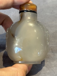 Six Chinese rock crystal and agate snuff bottles, 19/20th C.