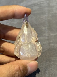 Five Chinese amethyst animal-form snuff bottles, 19/20th C.