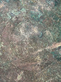 A Chinese archaic bronze tripod vessel and cover, 'ding 鼎', Eastern Zhou, Spring and Autumn period