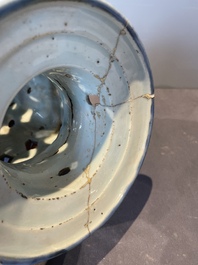 A rare Chinese blue and white openworked incense burner, Ming