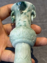 Two small Chinese jade vases and two snuff bottles, 19th C.