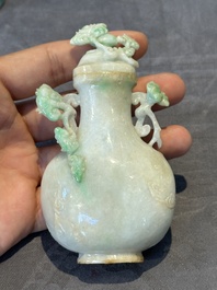 Two small Chinese jade vases and two snuff bottles, 19th C.
