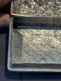 A fine Mongolian parcel-gilt silver 'qilin' box, 18/19th C.
