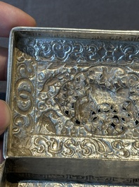 A fine Mongolian parcel-gilt silver 'qilin' box, 18/19th C.