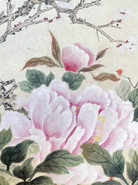 Chinese school: 'Flowers', ink and colour on paper, Cixi seal mark, 19th C.