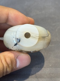 Six Chinese rock crystal and agate snuff bottles, 19/20th C.