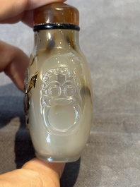 Six Chinese rock crystal and agate snuff bottles, 19/20th C.