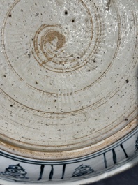 Two Chinese blue and white jars, a stem cup, a bowl and a censer, Chenghua mark, Ming