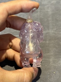 Five Chinese amethyst animal-form snuff bottles, 19/20th C.