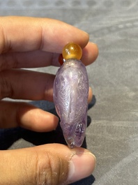 Five Chinese amethyst animal-form snuff bottles, 19/20th C.
