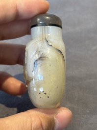 Six Chinese rock crystal and agate snuff bottles, 19/20th C.
