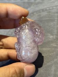 Five Chinese amethyst animal-form snuff bottles, 19/20th C.