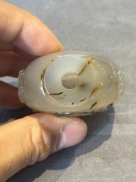 Six Chinese rock crystal and agate snuff bottles, 19/20th C.