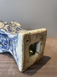 A rare Chinese blue and white openworked incense burner, Ming